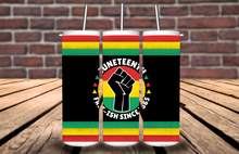 Load image into Gallery viewer, JUNETEENTH Themed 20oz Skinny Tumblers
