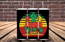 Load image into Gallery viewer, JUNETEENTH Themed 20oz Skinny Tumblers
