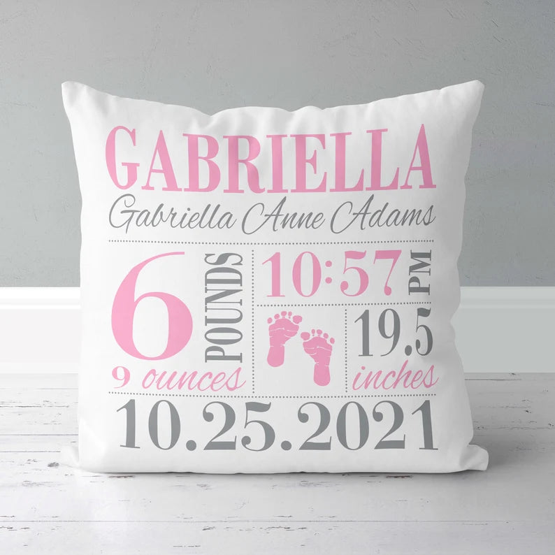 Birth Announcement Pillow for Baby